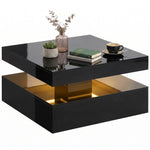 Led Coffee Table With Storage, Modern Centre Table | Black