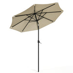 3m Outdoor Patio Parasol – Solar-powered Umbrella With 24 Led Lights, Tilt & Crank Handle, Without Base | One Size | Beige