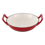 32/36cm Diameter Enamelled Cast Iron Wok, Large Capacity Stir-fry Pan With Side Handles | Small | Red