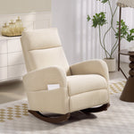 Modern High Back Corduroy Leisure Rocking Chair For Nursery | Beige