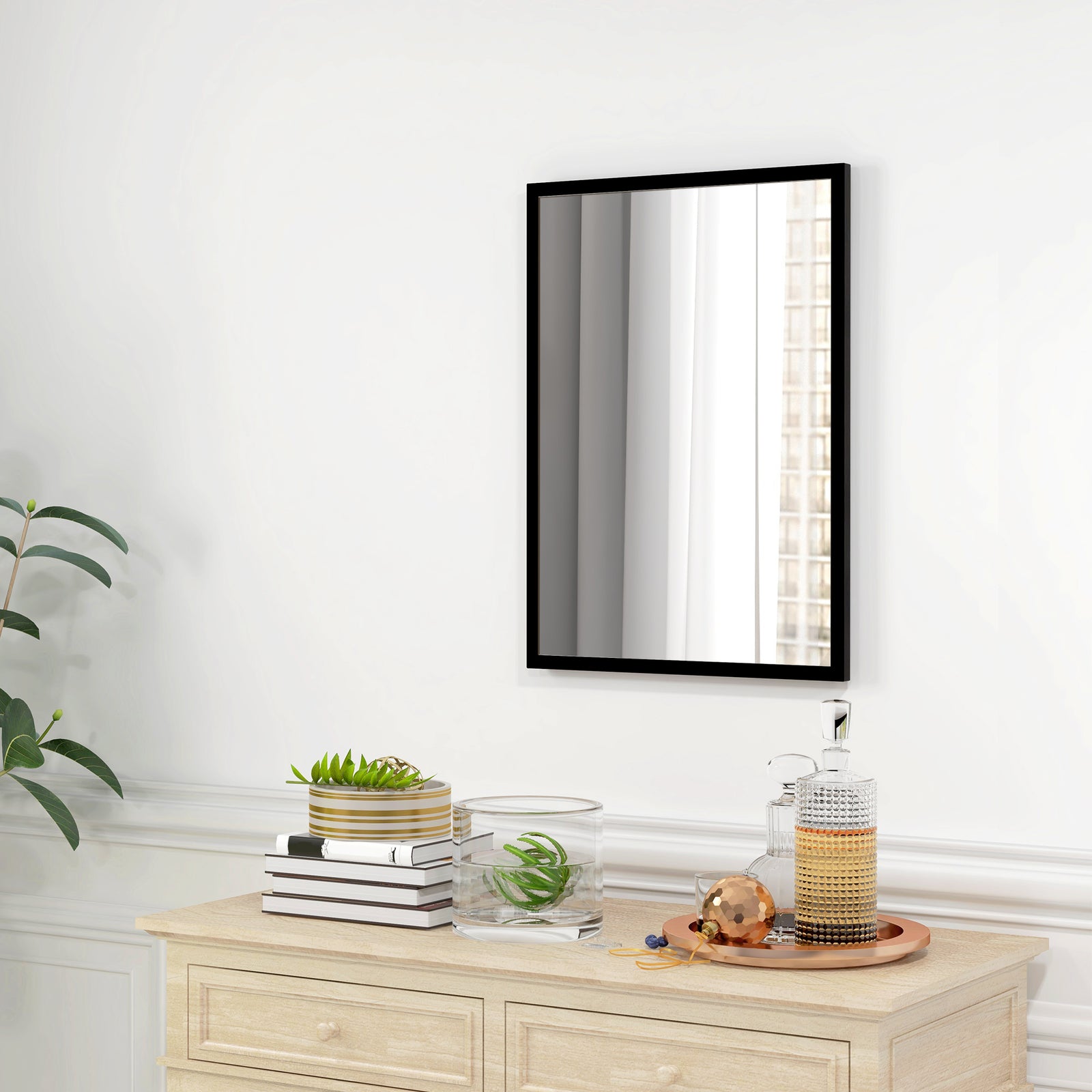 60x40/70x50cm Wall Bathroom Mirror For Home Decor Vanity | Large | Black