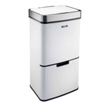 75l Sensor Recycling Bin With Food Caddy & 25 Bin Biodegradable Bags | 75L | White & Silver