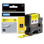 Rhino Heat Shrink Label Tubes Industrial 19mm X 1.5m Black Print On Yellow