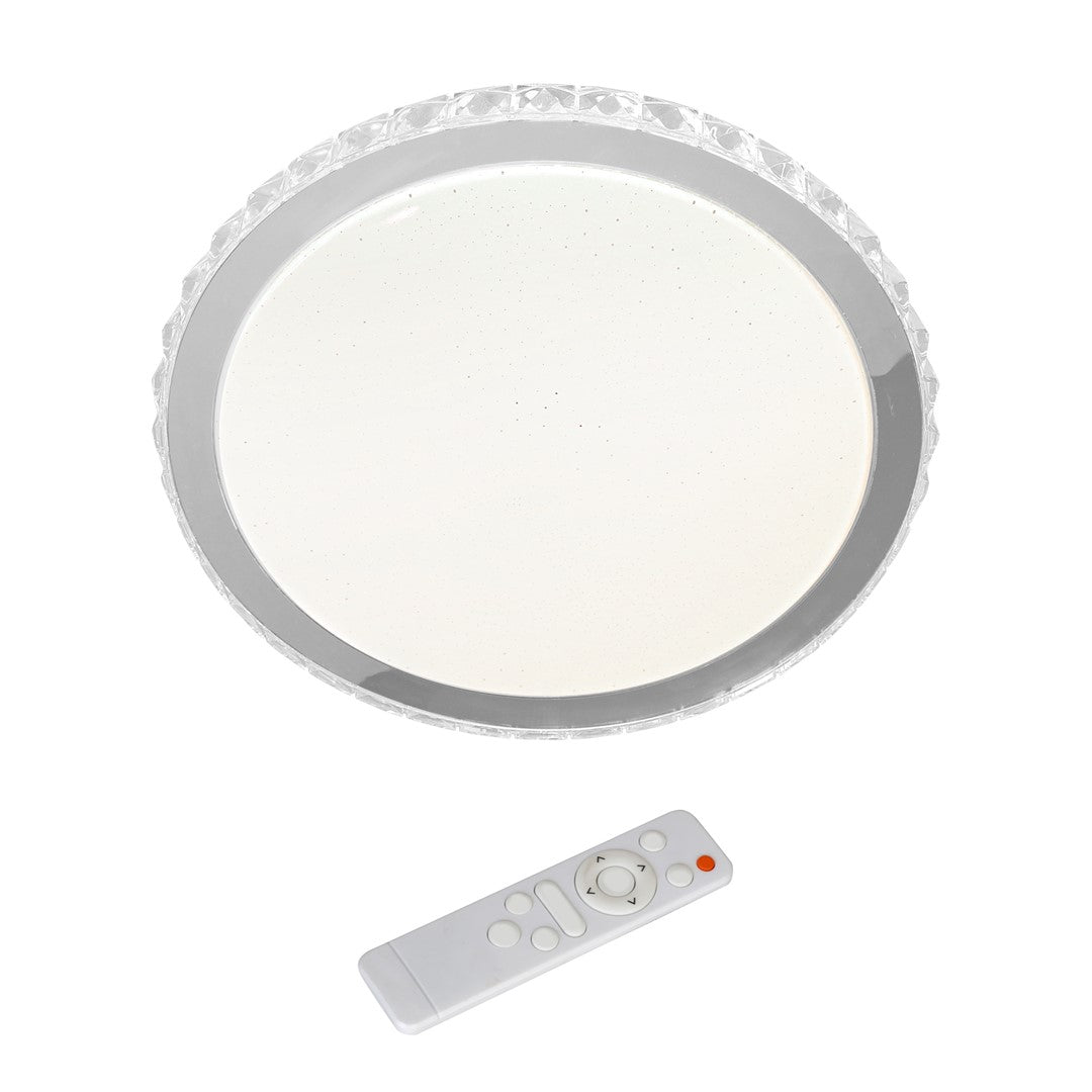 Layla Stylish White Ceiling Lamp Led Dimmable With Invluded Remote Shade Designed To Give The Effect Of A Starry Sky | 40cm | White