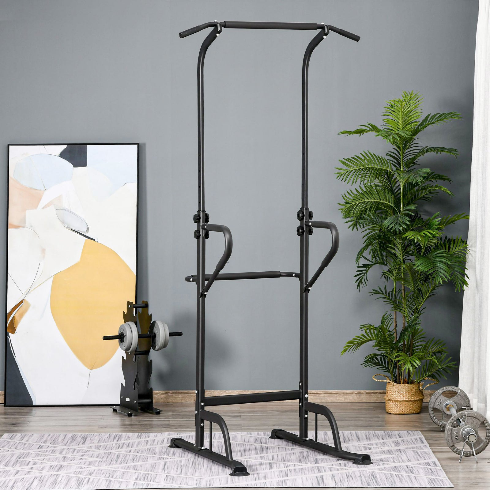 Multi-function Power Tower Dip Station For Home Gym | Black