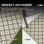 Luxury Outdoor Rug Waterproof Reversible For Garden Patio 100% Recycled, Green May Geometric | 120cm x 180cm | Olive