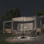 3m Solar Led Patio Umbrella, Outdoor Parasol With 16 Led Tubes, Crank Lift & Push Button Tilt With Round Base | One Size | Beige