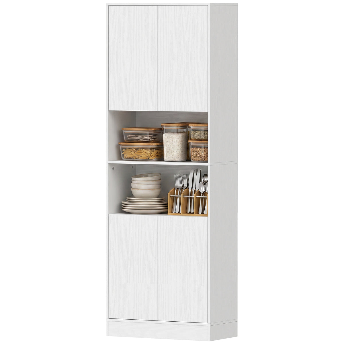 170cm Kitchen Pantry Cabinet With Soft-close Hinges | White