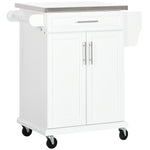 Kitchen Cart Storage Trolley W/ Drawer Cupboard Towel Rail | White