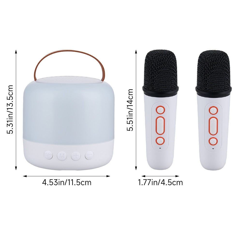 Portable Wireless Rgb Light Karaoke Speaker With 2 Microphones | White