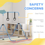 Adjustable Height Foldable Kids Gymnastics Bar With Non-slip Mats | Blue