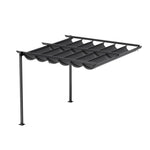 3x3m/3x4m Lean To Pergola With Retractable Roof With Pa-coated Polyester Canopy Wall Mounted Garden Gazebo Outdoor Sun Shade Shelter For Patio | 3m x 4m | Dark Grey