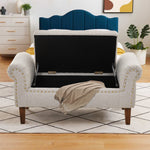 Linen Upholstered Storage Bench | Beige