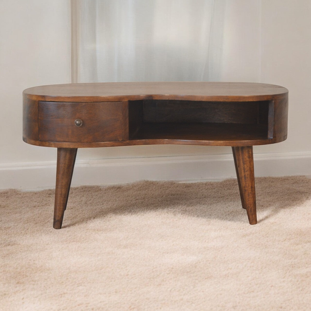 Solid Wood Chestnut Wave Coffee Table