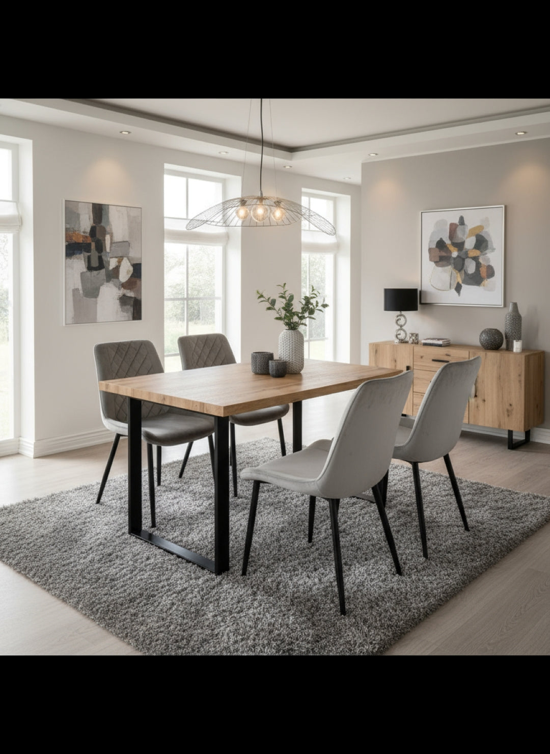 Stylish Colorado Dining Table Set With 4 Amelia Chairs | Grey