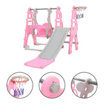 Children Toddler Swing And Slide Set With Basketball Hoop