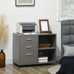 Freestanding Storage Cabinet W/ 3 Drawers 2 Shelves 4 Wheels | One Size | Gray