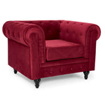 Button Tufted Velvet Living Room Armchair | Red