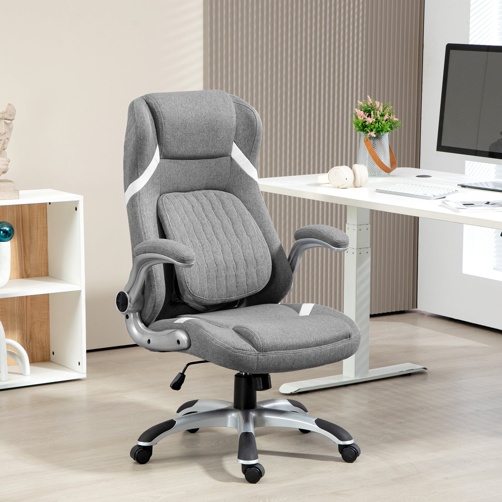 High Back Office Chair W/ Lumbar Support Grey