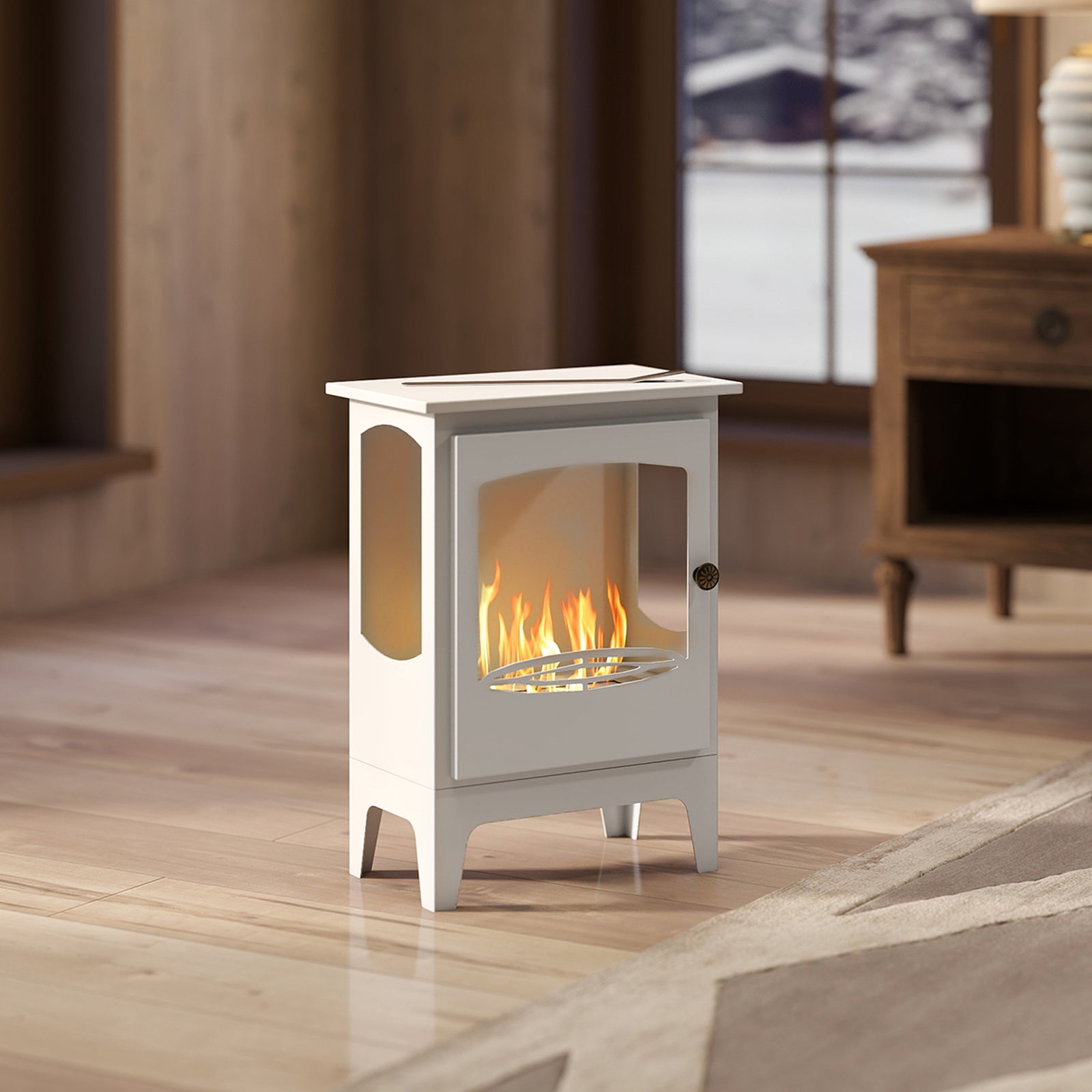 Freestanding Bioethanol Fireplace Ethanol Fireplace Stove | White