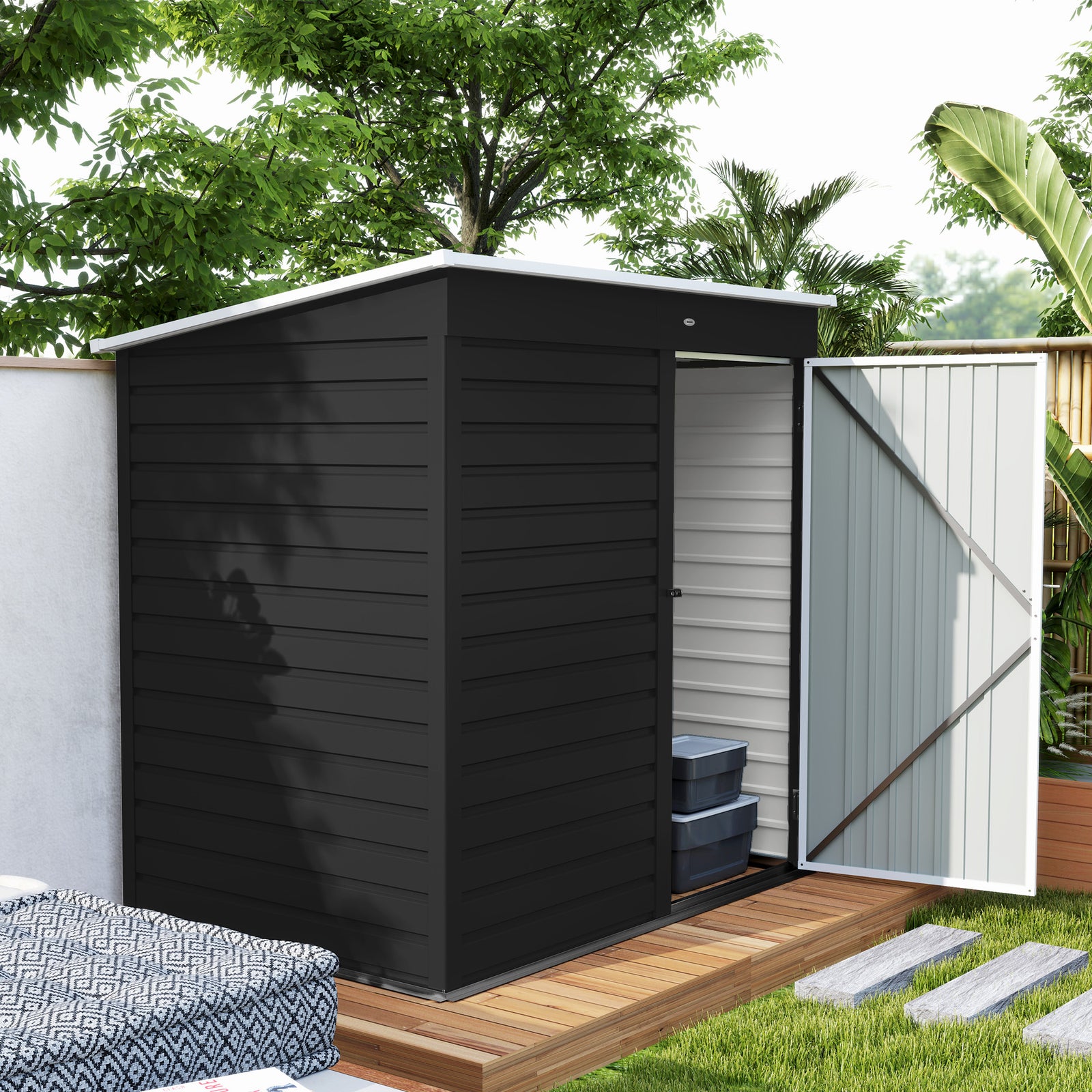 6 X 4ft Metal Garden Shed W/ Lockable Door