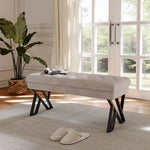Mid Century Metal Upholstered Bench