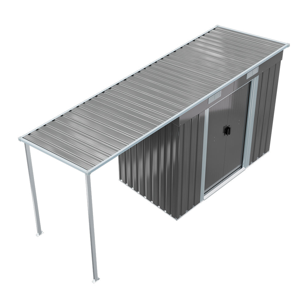 Garden Shed Outdoor Storage Shed With Extended Roof Tool Shed For Lawn Garage Yard Metal Garden Storage | Medium | Dark Grey