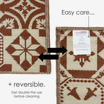 Luxury Outdoor Rug Waterproof Reversible For Garden Patio, Brown Tile Mosaic