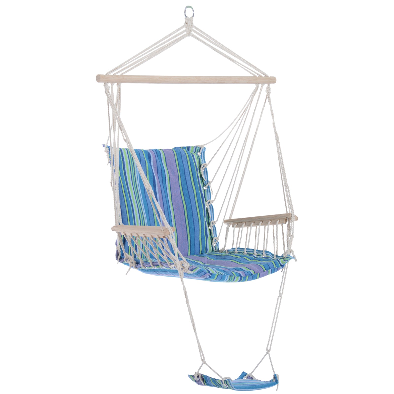 Hanging Chair With Soft Padded Seat & Wooden Support Bar