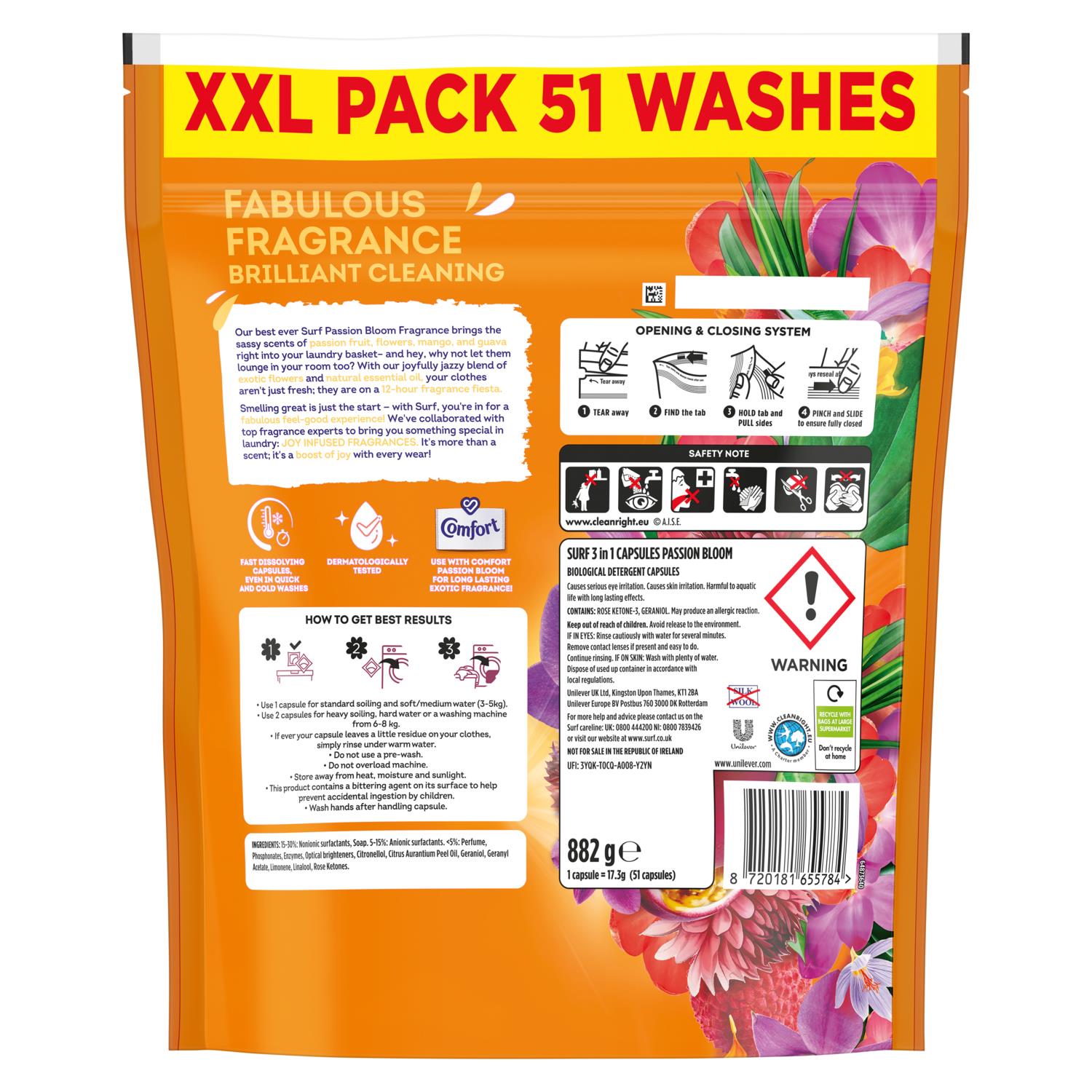 3 In 1 Laundry Washing Detergent Capsules Passion Bloom | 153 Washes