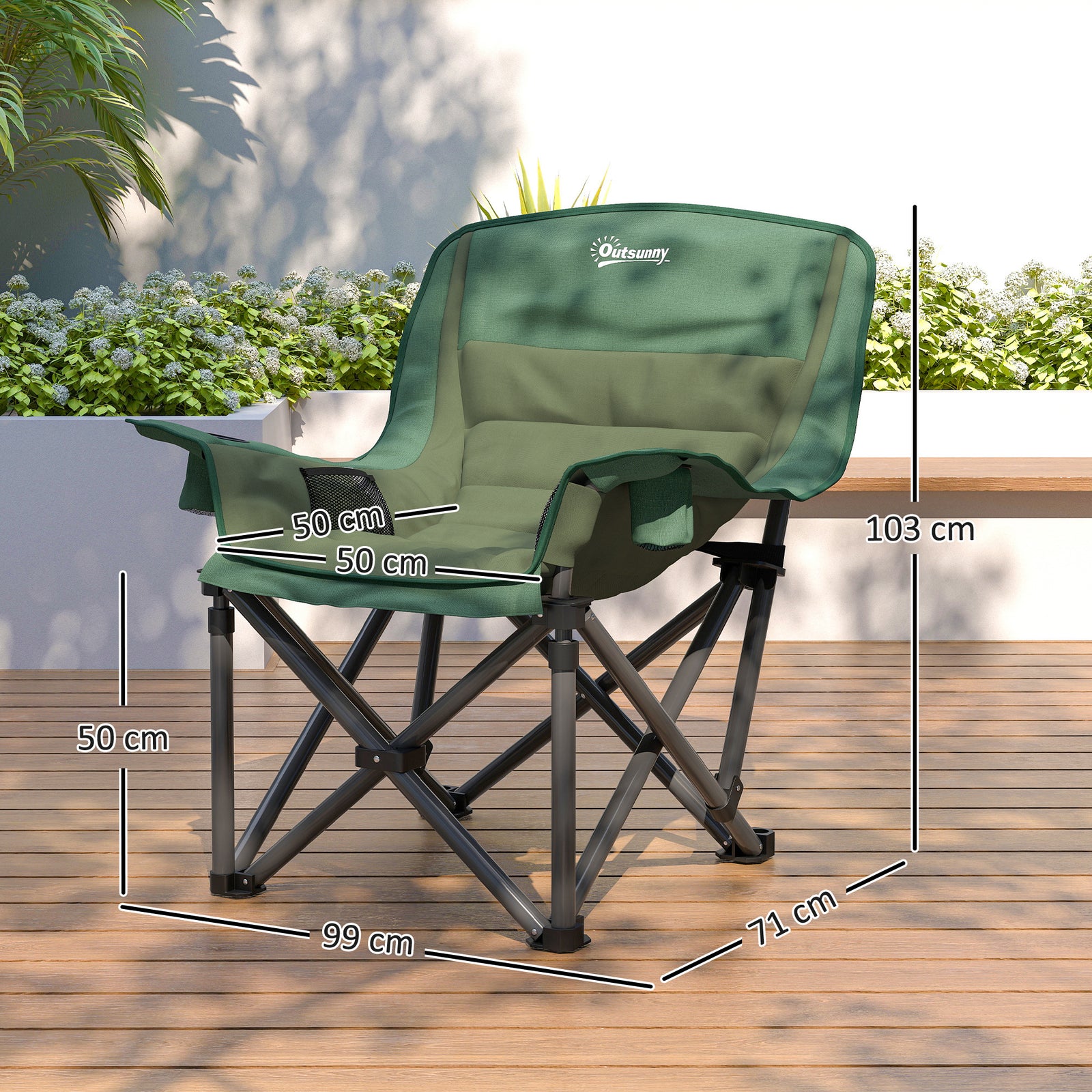 Camping Chair For Adults, Padded Folding Chair | Green