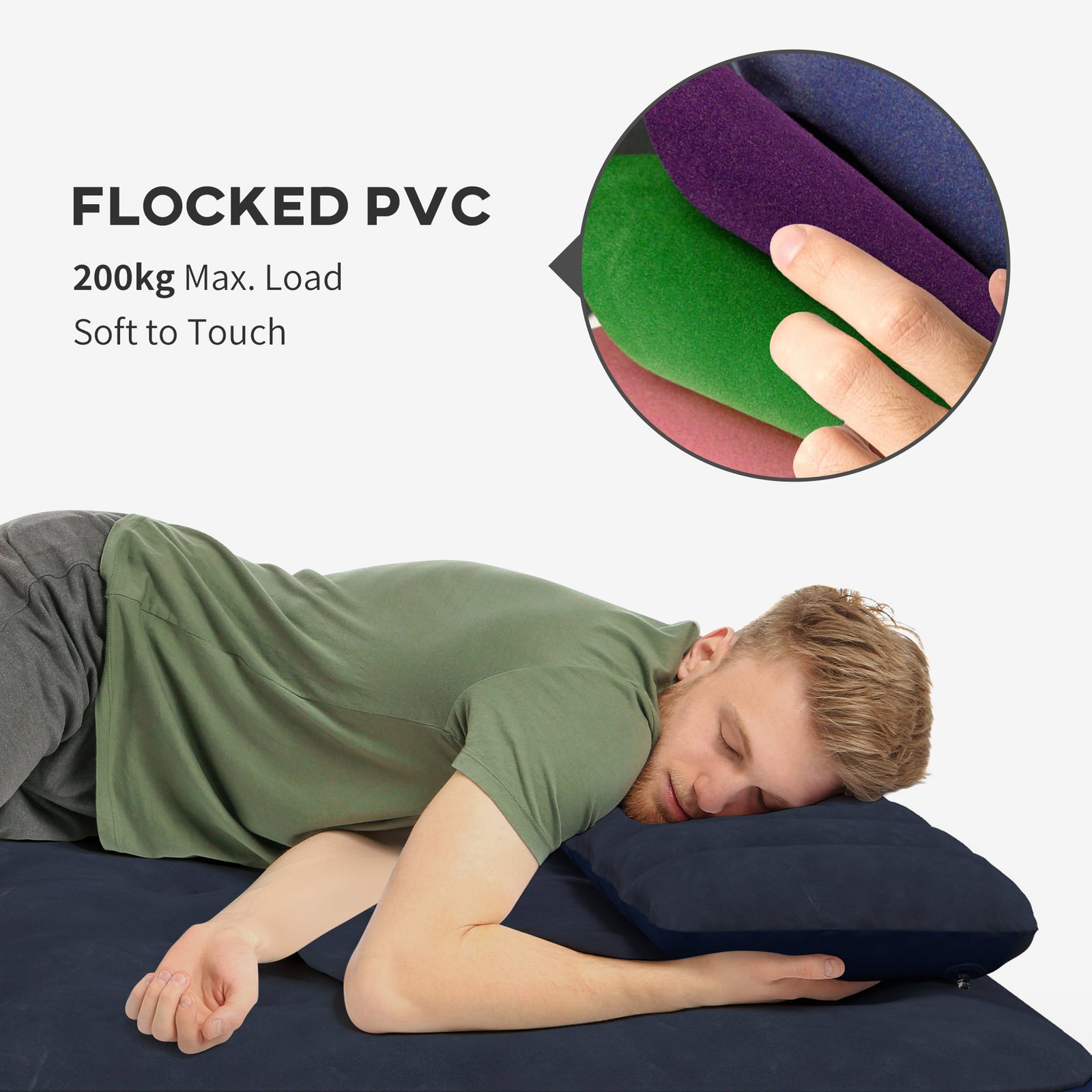 King Size Air Bed With 2 Pillows | Blue