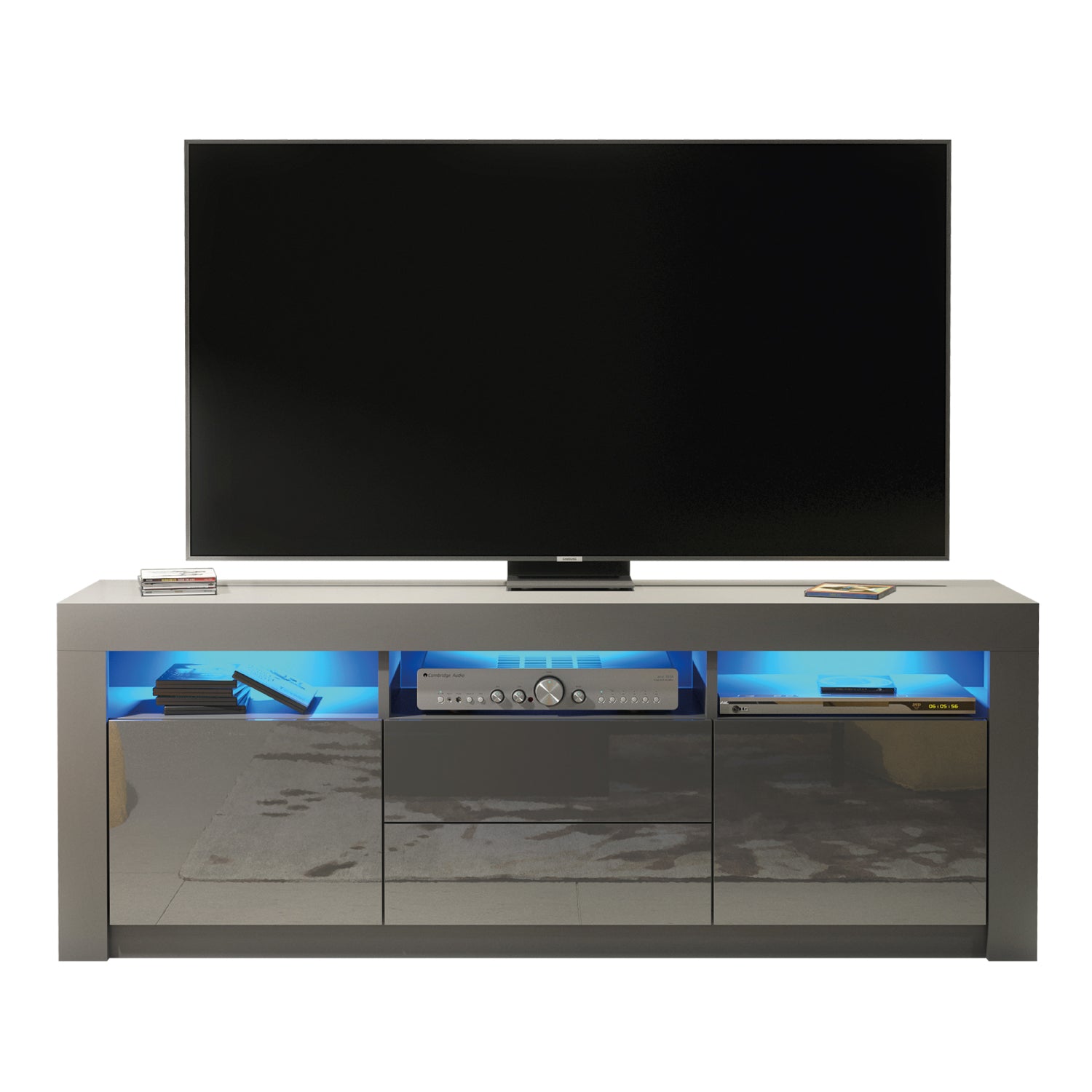 Shine Tv Unit 160cm With Led Lights | Dark Grey