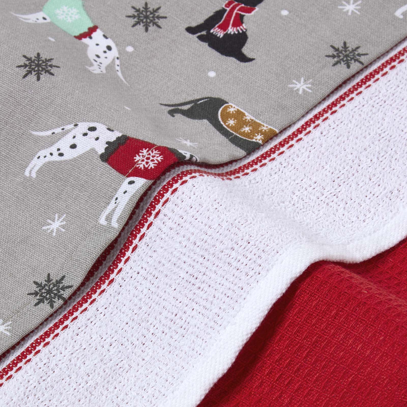 Dog Christmas Tea Towels Set Of 3