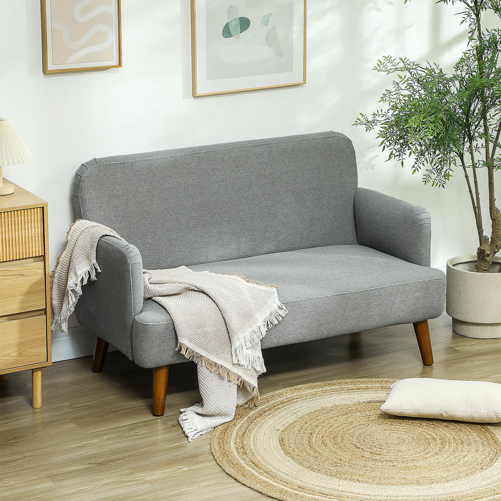 2 Seater Sofa With 21cm Thick Padding And Wood Legs | Grey
