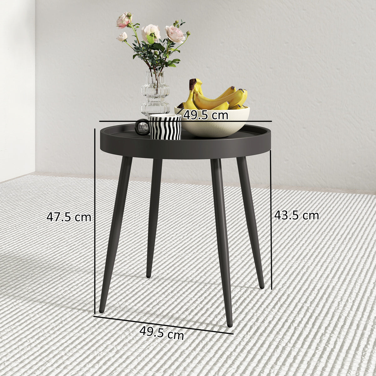 Outsunny Round Garden Table, Outdoor Coffee Side Table With Plastic Top