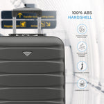 56x36x23cm Lightweight 4 Wheel Carry-on Cabin Suitcase 30+ Airline Approved - Overhead Luggage | 56 x 36 x 23cm | Charcoal
