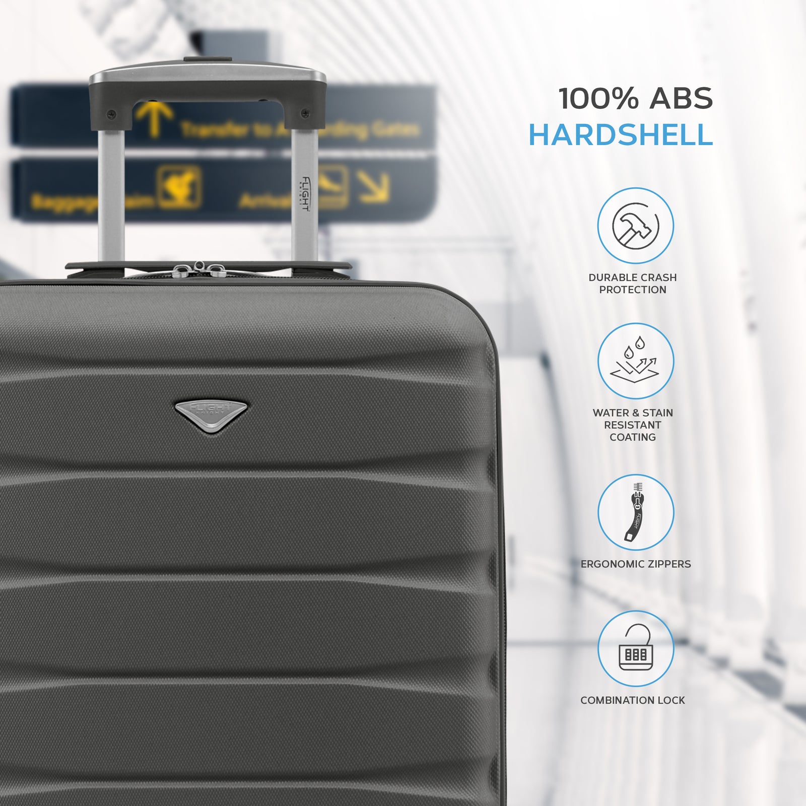 56x36x23cm Lightweight 4 Wheel Carry-on Cabin Suitcase 30+ Airline Approved - Overhead Luggage | 56 x 36 x 23cm | Charcoal