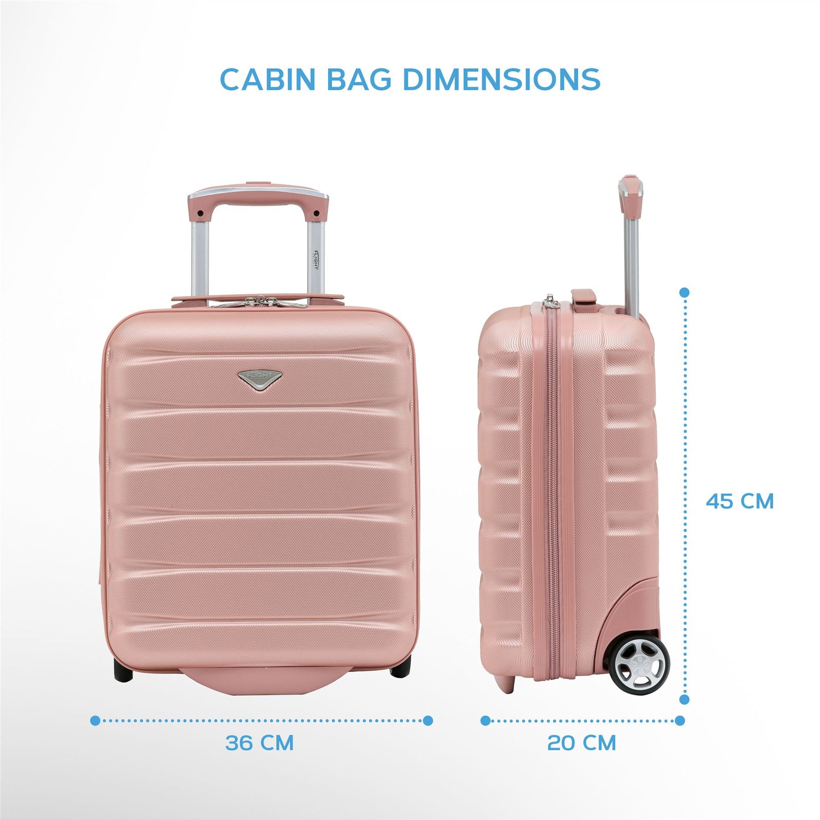 45x36x20cm Easyjet Free Cabin Bag 2 Wheel Suitcase Hard Shell Carry On | Cabin | Rose