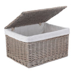 Wicker Antique Wash Cotton Lined Storage Basket | Large | Brown