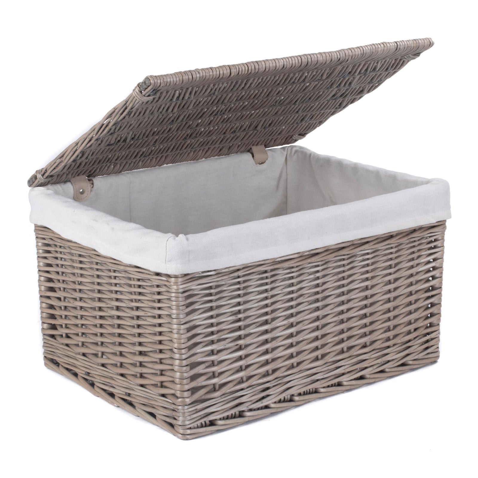 Wicker Antique Wash Cotton Lined Storage Basket | Large | Brown