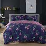 Bird Garden Plum 200 Thread Count Cotton Rich Reversible Duvet Cover Set | Single | Multi Colour