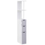 Tall Bathroom Cabinet With Shelf, Drawers | One Size | White