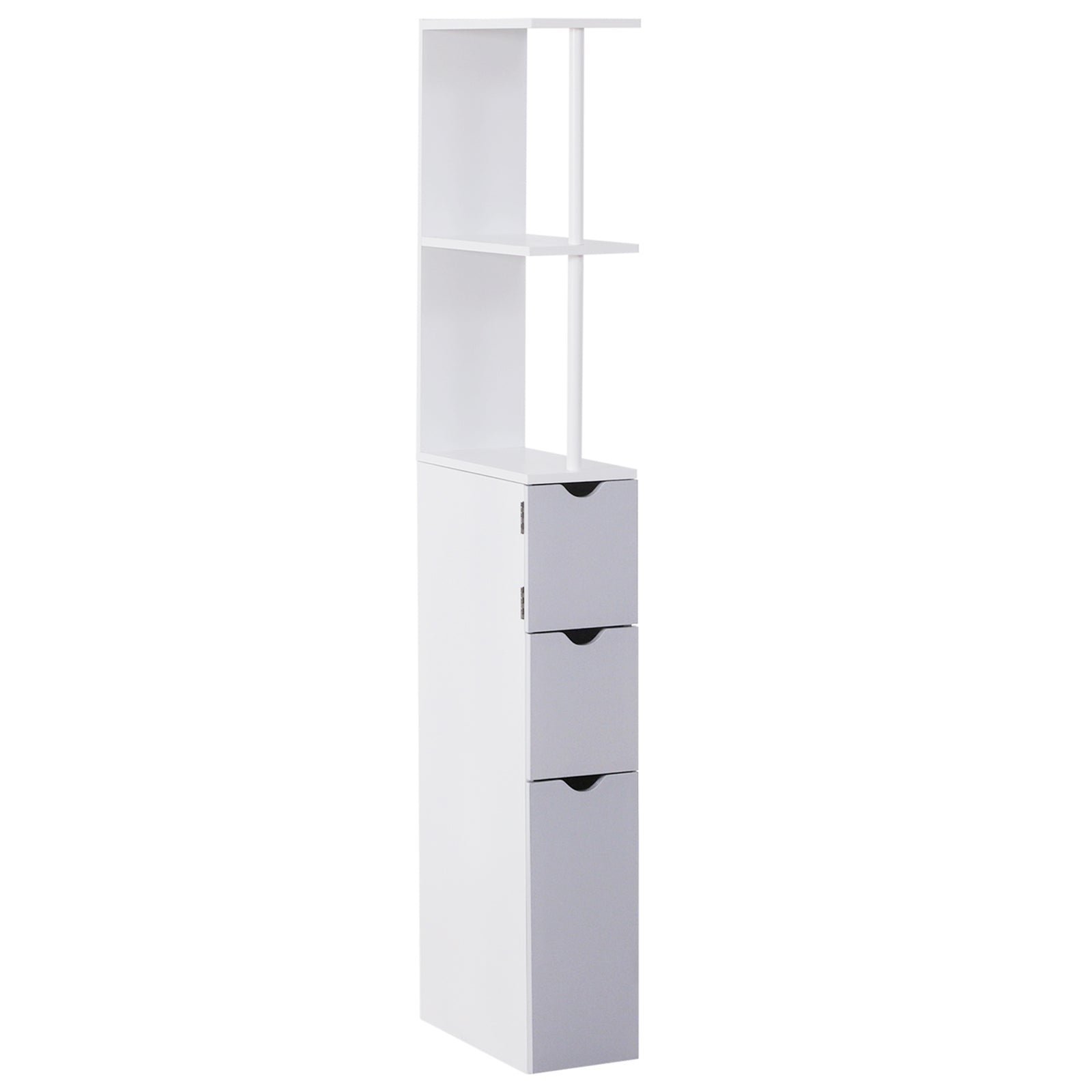 Tall Bathroom Cabinet With Shelf, Drawers | One Size | White