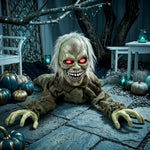 HOMCOM Animatronic Crawling Zombie With Light-up Eyes And Creepy Sound