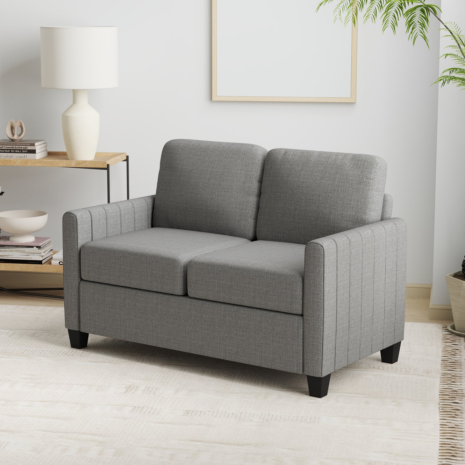 Modern 2 Seater Sofa With Spring Cushion, Back Pillow | Dove Gray