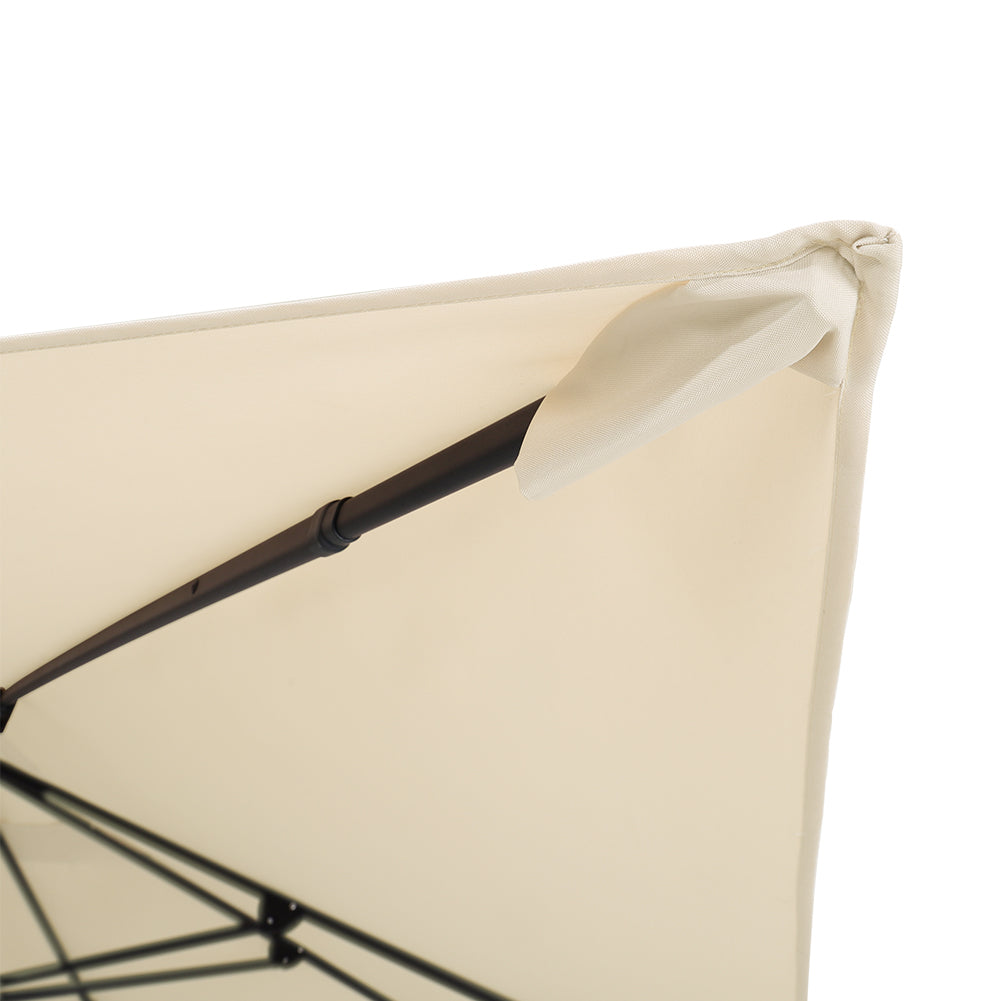 Large Square Patio Parasol With Durable Polyester Canopy, Pa Waterproof Coating, Adjustable Height, 360° Foot Pedal Rotation With Cross Base & Square Base | One Size | Beige