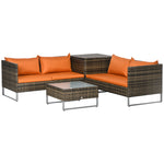 4pcs Patio Rattan Sofa Garden Furniture Set W/ Table | Orange