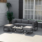 Outsunny 6 Pc Garden Daybed Sectional Set W/ Coffee Table