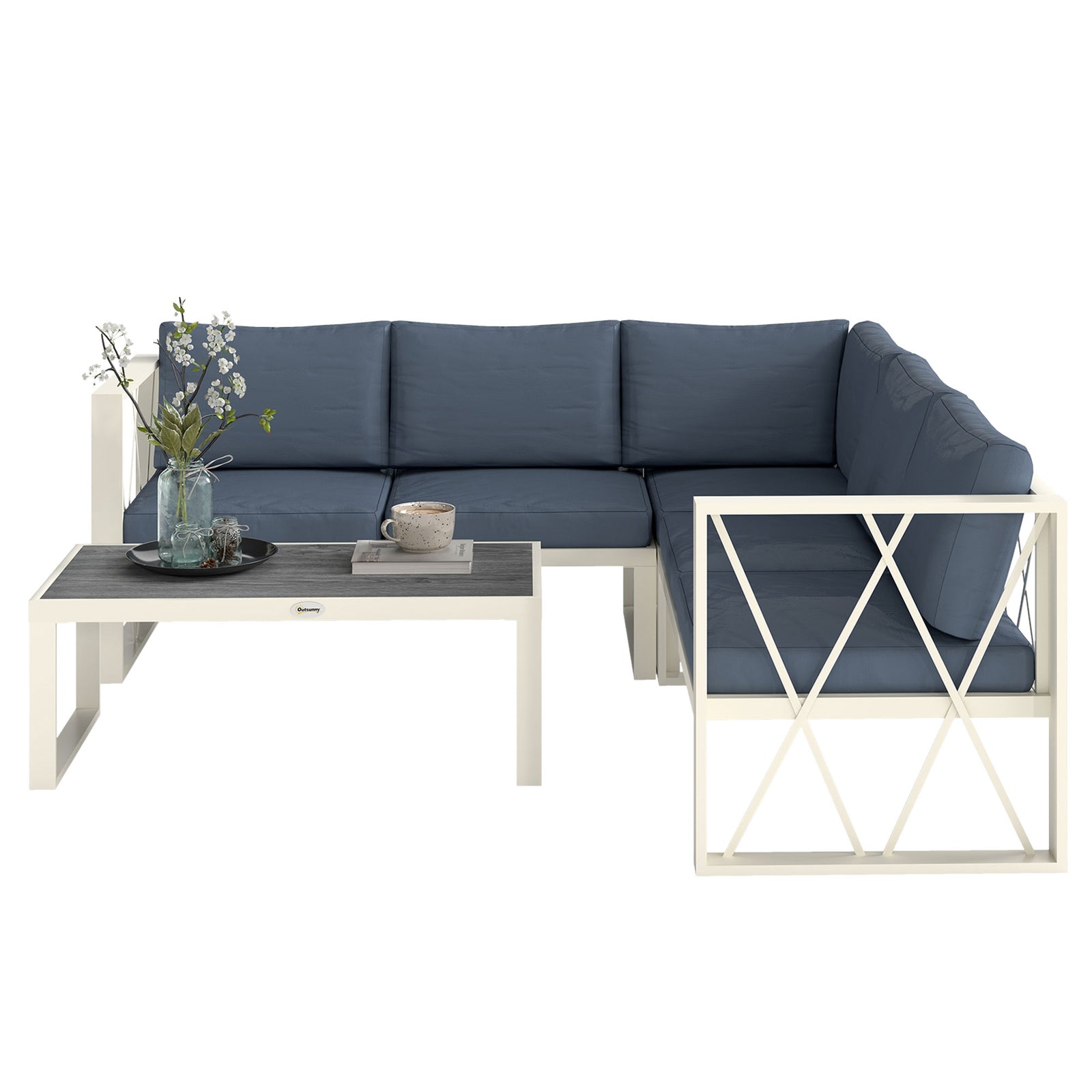 5 Seater Sectional Outdoor Sofa Set W/ Loveseats For Garden